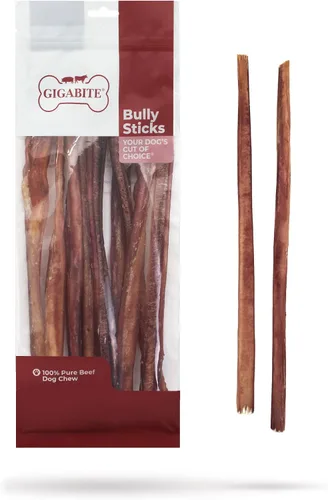 Miniatura 6 de GigaBite Bully Sticks - Golosinas masticables para perros totalmente naturales, sin olor y cuero crudo, masticables de larga duración con alto