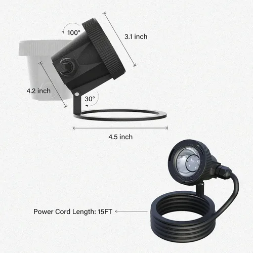 Miniatura 3 de GOODSMANN Iluminación de paisaje, 4 unidades, luces LED sumergibles bajo el agua, luces de fuente al aire libre, 5.4 W, 135 lúmenes, 2900 K, blanco