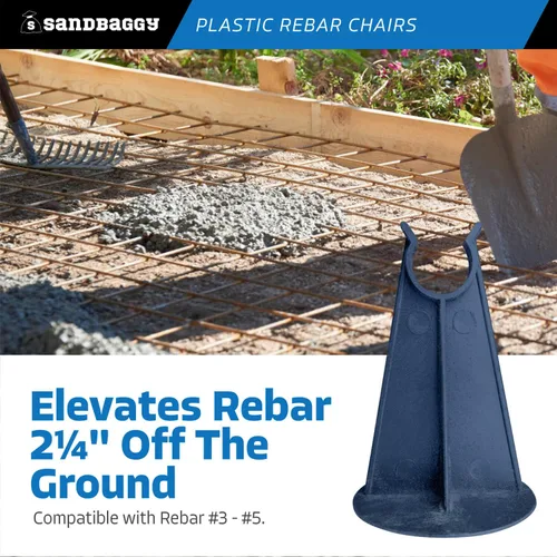 Miniatura 6 de Sandbaggy Silla de plástico con barras de refuerzo, se adapta a barras de refuerzo #3 a #5, construcción resistente, elección preferida