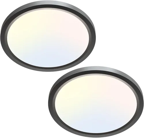Miniatura 30 de Zemty Paquete de 8 lámparas de techo LED de montaje empotrado de 12 pulgadas, lámpara de techo súper delgada de 28 W 3200 lm, lámpara de techo Negro