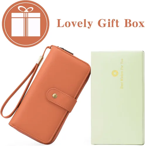 Miniatura 6 de GAEKEAO Cartera de mano para mujer, con bloqueo RFID, de piel, de gran capacidad, con correa de mano