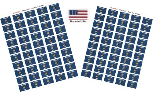 Miniatura 68 de 100 calcomanías de la bandera de Alaska; 1.5" x 1" hechas en Estados Unidos, calcomanías autoadhesivas de la bandera del estado para álbumes