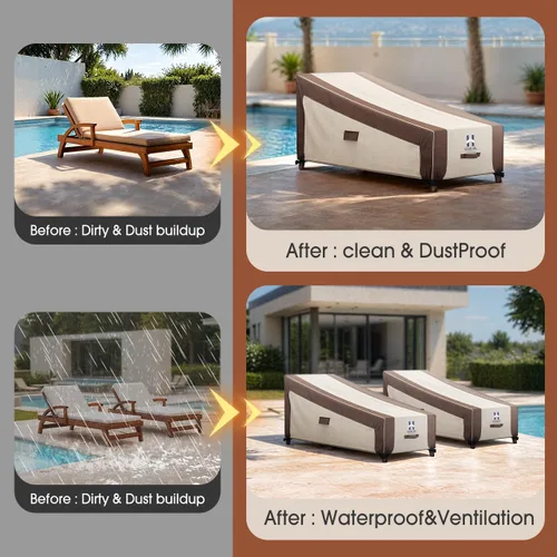 Miniatura 6 de HAMLER Funda para silla de salón, fundas resistentes para tumbonas para exteriores, impermeables, fundas para muebles de exterior para muebles