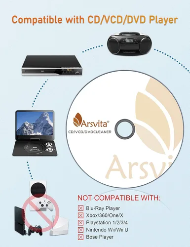 Miniatura 4 de Arsvita Limpiador de lentes láser de disco para reproductor de CD/VCD/DVD, seguro y eficaz, ARCD-03