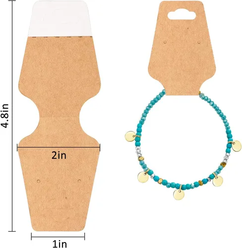 Miniatura 4 de 200 tarjetas de exhibición de pulseras con adhesivo, collar y llavero, tarjetas de exhibición, gargantilla, tarjetero de papel Kraft, etiquetas