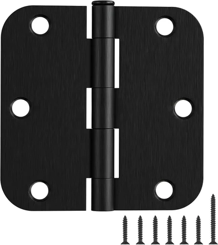 Miniatura 30 de Paquete de 12 bisagras redondeadas para puerta, con radio de 5/8 de pulgada, negro mate, 3.5 x 3.5 pulgadas Negro mate redondeado