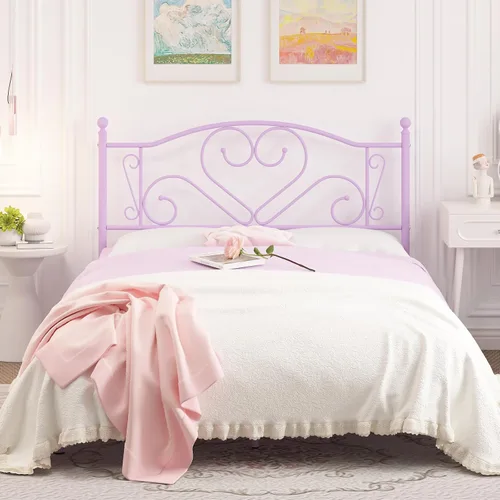 Miniatura 12 de Weehom Base de cama individual con cabecero, plataforma de metal resistente debajo de la cama, espacio de almacenamiento fácil de montar para niños