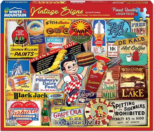 Miniatura 2 de White Mountain Rompecabezas de 1000 piezas, rompecabezas clásico de collage publicitario con piezas grandes para adultos y familia, 24 x 30