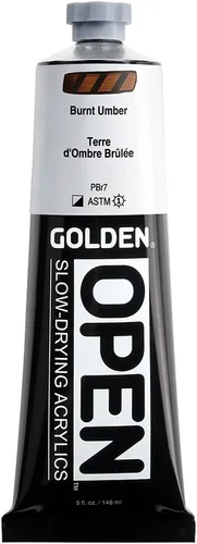 Miniatura 18 de GOLDEN OPEN Acrílicos de secado lento, Siena cruda, tubo de 2 fl oz, Pintura acrílica profesional, semiopaca Tierra de sierra natural