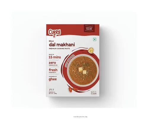 CURRYiT Instant Dilli Dal Makhni - Pasta de curry solo tienes que añadir lentejas negras enteras listas en 15-30 minutos, sirve de 4 a 6 unidades,