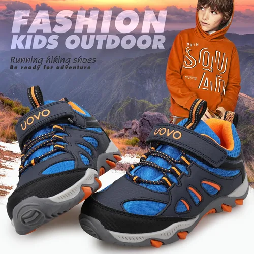 Miniatura 4 de UOVO Botas de senderismo resistentes al agua para niños, zapatos para caminar al aire libre, antideslizantes, al tobillo, zapatos deportivos