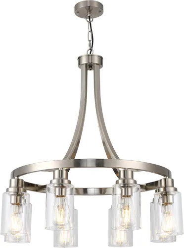 Lámparas Colgantes para Comedor, Níquel Cepillado para Cocina Comedor Sala de Estar Isla de Cocina Colgante Lineal Candelabros de 8 Luces con