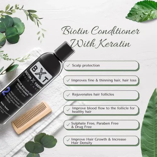 Miniatura 6 de Biotin X Treme - Acondicionador natural para el crecimiento del cabello con biotina y queratina para adelgazar el cabello, fortalece, suaviza