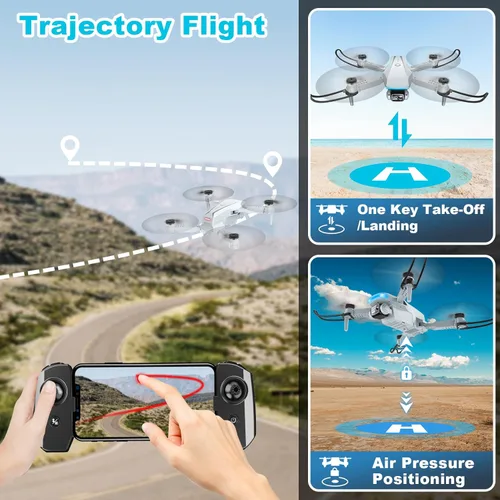 Miniatura 6 de Oddire - Dron con cámara - Drones para adultos, con 2 baterías, estuche de transporte, hélices, dron plegable HD 1080P con vuelo estable