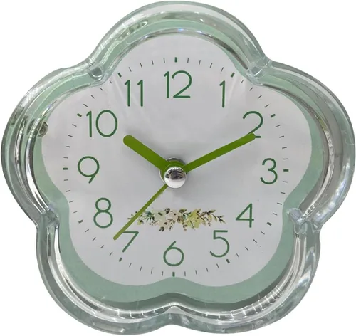 Miniatura 12 de Reloj despertador, con forma de flor, silencioso, para mesita de noche, marco transparente, sin tictac, reloj digital de cuarzo para sala de estar