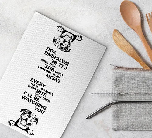 Miniatura 4 de Toallas de Cocina Divertidas, Cada Comida Que Haces Cada Bocado Que Tomas - Bulldog Continental Toallas de Cocina Decorativas para Regalos de Cocina