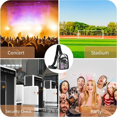 Miniatura 8 de Bolso bandolera transparente para eventos de estadio, bolsa cruzada para mujer, aprobada para estadios