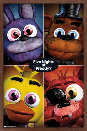 Miniatura 14 de Trends International Five Nights at Freddy's - Póster de pared cuádruple, 14.725 x 22.375 pulgadas, versión con marco de madera tipo granero