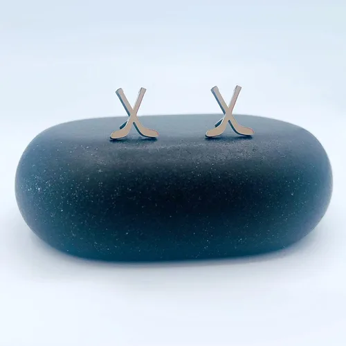 Miniatura 3 de Aretes de fútbol para mujereshombres, fútbol, béisbol, patinaje sobre hielo, hockey, aretes de acero inoxidable, aretes de béisbol, softball, aretes