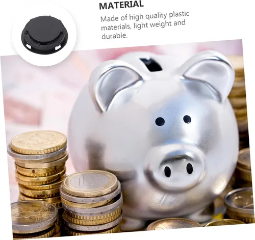 Miniatura 2 de 50 tapones de plástico para huchas y figuras de yeso, tapones de cierre de doble parte inferior, tapón negro para cajas de ahorro, fácil instalación