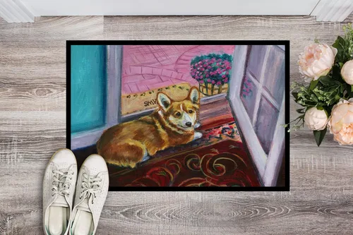 Miniatura 2 de Caroline's Treasures 7410MAT Corgi - Felpudo para puerta delantera, 18 x 27 pulgadas, para interiores y exteriores, para entrada, antideslizante