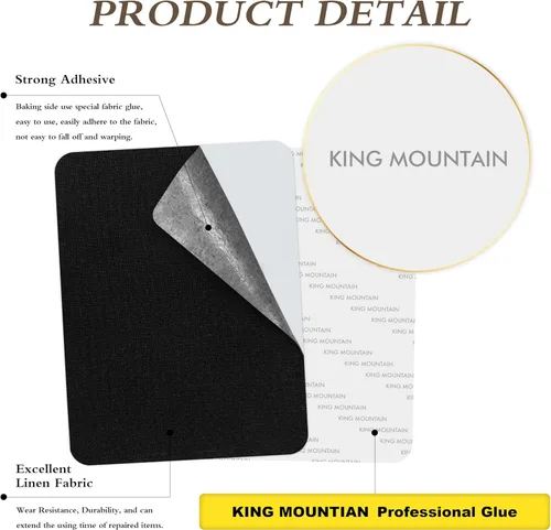 Miniatura 2 de KING MOUNTAIN Parches de reparación de lino fino, parches de tela de lino autoadhesivos, tamaño extra de 8 x 11 pulgadas, multicolor, se pueden Negro