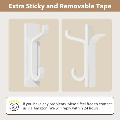 Miniatura 3 de pickpiff Paquete de 12 ganchos de pared para abrigo y toalla: 13LB adhesivo fuerte para colgar puerta, color blanco