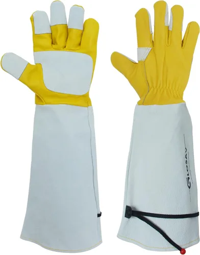 Miniatura 8 de Guantes de jardinería a prueba de espinas para poda de rosas y recortes de cactus, guantes largos de cuero de jardín para mujeres y hombres (talla M)