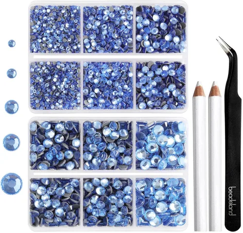 Miniatura 22 de 6736 piezas de diamantes de imitación Hotfix con parte trasera plana, diamantes de imitación rosa para manualidades y ropa, 5 tamaños mixtos, kit