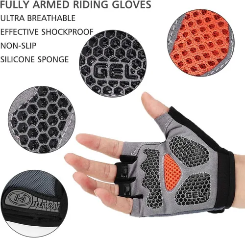 Miniatura 2 de Accmor Guantes de ciclismo para hombres y mujeres, guantes de ciclismo de medio dedo, guantes de bicicleta de carretera MTB, guantes antideslizantes