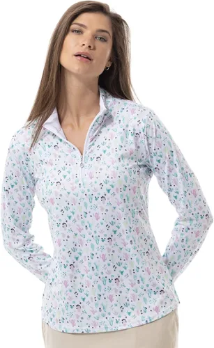 SanSoleil SolCool UV 50 Camiseta de manga larga con cremallera y estampado para mujer
