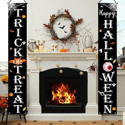 Miniatura 7 de JENFALL Decoraciones de Halloween al aire libre de "Trick or Treat" ("Trick or Treat" Happy HALLOWEEN) cartel para porche, decoración de puerta