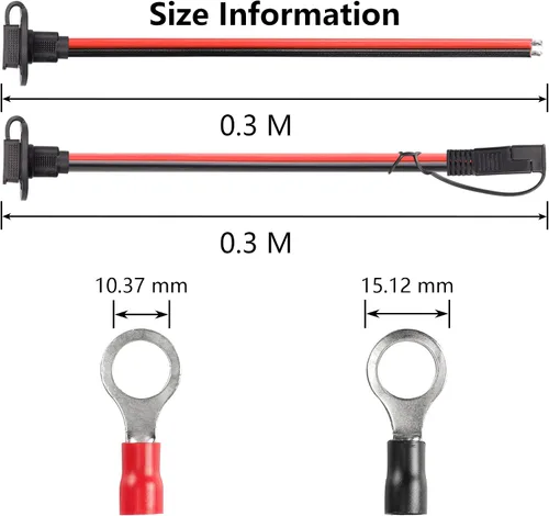 Miniatura 6 de CERRXIAN Cable solar de panel de montaje empotrado SAE de 1.0 ft 10 awg y cable de extensión de puerto de pared lateral SAE a SAE de conexión rápida