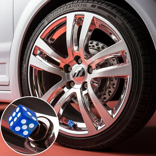 Miniatura 4 de 4 piezas tapones de válvula de neumático en forma de dados, cubiertas universales de válvula de neumático a prueba de polvo con núcleo de cobre