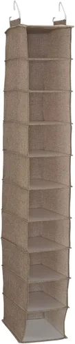 Miniatura 11 de Household Essentials Organizador de armario de plástico y mezcla de algodón estrecho colgante con 10 estantes de almacenamiento, mezclilla