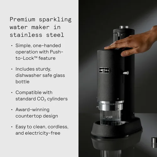 Miniatura 4 de Aarke Carbonator Pro, máquina para agua con gas y carbonatada, acero inoxidable con botella reutilizable de vidrio, volumen 800 ml/27 fl oz
