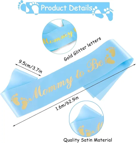 Miniatura 7 de 3 paquetes de decoraciones para baby shower, banda de futura mamá, insignia de papá y futura mamá, botón de pin para baby shower, celebración