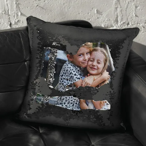 Miniatura 7 de Funda de almohada mágica reversible personalizada, diseño de fotos de lentejuelas, impresión de un solo lado, funda de almohada para fotos