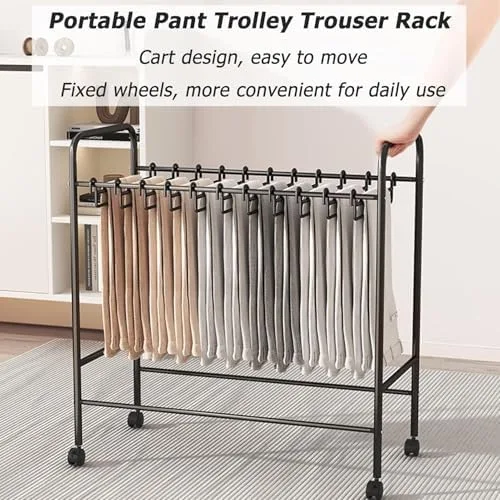 Miniatura 6 de Slide Out Pants Rack Closet Hanger Bar Pull Trousers Tie Belts Scarf Racks Top Mounted Wardrobe Clothes for Closet Retractable,Space-Saving Rolling