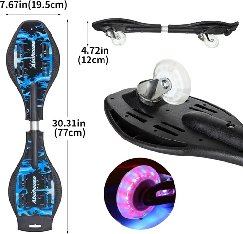 Miniatura 4 de Tabla giratoria, patineta junior de lujo con ruedas iluminadoras para más emoción, diversión y visibilidad, Twistboard para niños de 8 años