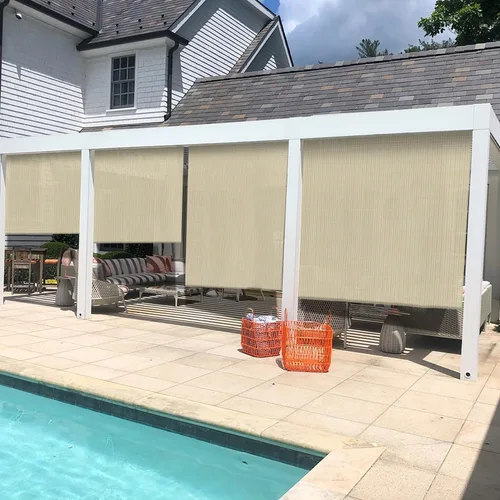 Miniatura 7 de ECOOPTS Persiana Enrollable para Exteriores, Persiana Enrollable para Patio, Porche, Patio Trasero, Cenador, Terraza, Balcón (1.2m A x 1.8m L, Beige)