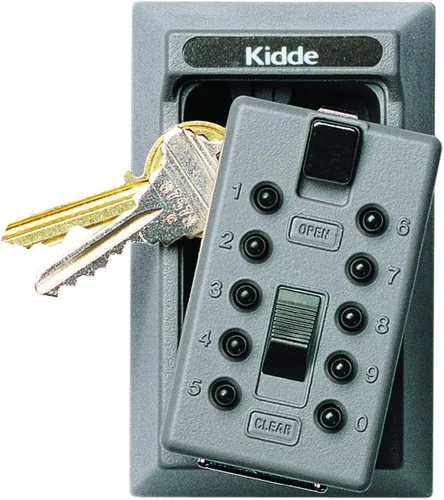 Kidde AccessPoint 001170, Caja fuerte delgada de llaves a combinación con botón para presionar, 2 llaves, color gris titanio, 001015 Gris Titanium