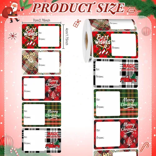 Miniatura 2 de Outus 500 etiquetas de Navidad, etiquetas autoadhesivas de regalo para regalos de Navidad, pegatinas de etiquetas de nombre de Navidad para papel