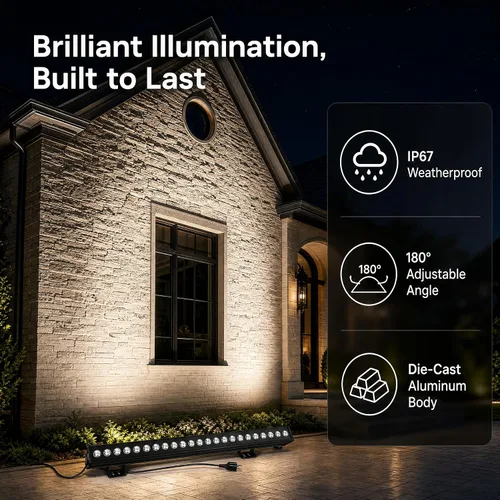 Miniatura 2 de Paquete de 2 luces de pared para exteriores de 72 W, 40 pulgadas, 5000 K, luz diurna blanca LED, barra de luz LED de 120 V, impermeable, IP67