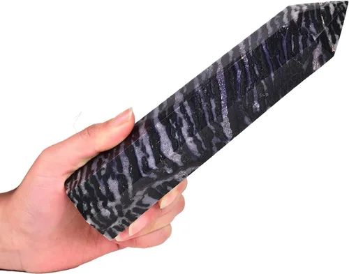 Miniatura 12 de AMOYSTONE Varita de obelisco hexagonal septario natural, torre de cristal curativo, 6 caras, pulida de 1.7 a 2 libras para reiki, chakra, regalos