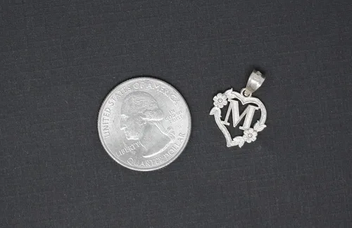 Miniatura 2 de Colgante de plata de ley con inicial de corazón para mujer, colgante de letra para mujer