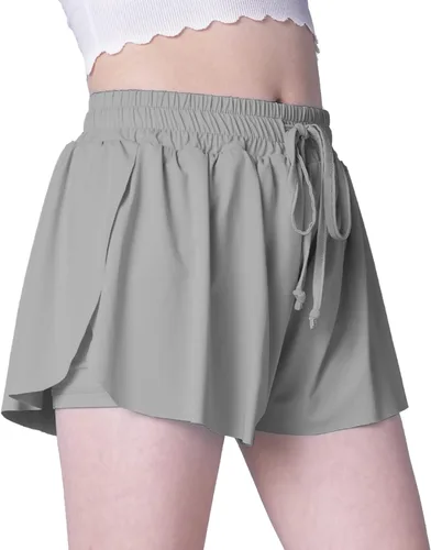 Miniatura 3 de Pantalones cortos fluidos con diseño de mariposa para niñas, pantalones cortos deportivos para niños pequeños y jóvenes con forro 2 en 1