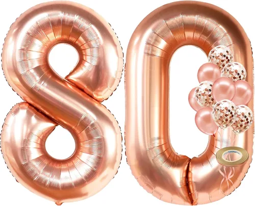 Miniatura 14 de KatchOn, Globo gigante de oro rosa del número 10 – 40 pulgadas Globo de oro rosa 10 con globos de confeti Decoraciones de 10 cumpleaños de oro