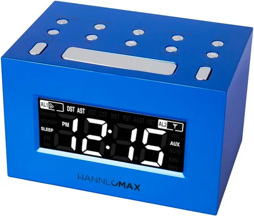Miniatura 9 de HANNLOMAX Radio despertador HX-111CR, radio PLL AM/FM, alarma dual, pantalla LED blanca, DST automático, conector auxiliar (blanco)