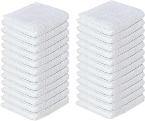 Miniatura 3 de Paquete de 24 paños 100 % algodón (12 x 12 pulgadas), suaves y altamente absorbentes, toallas para la cara, paños de lavado para la cara, hilado